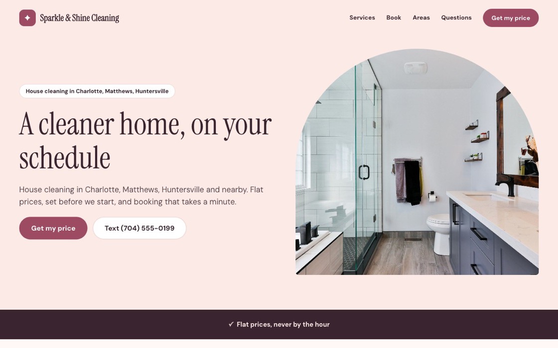The Boutique website look, shown for a sample cleaning business